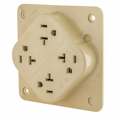 GRAINGER 21254I Receptacle 20A Nylon 1.0 HP 3 Wires