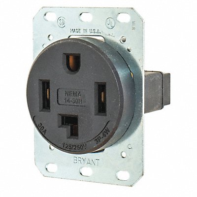 GRAINGER 9430FR Receptacle Blk 30A 3 Poles 4 Wires