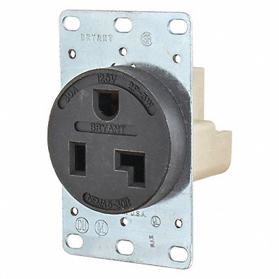 GRAINGER 9530FR Receptacle Black 30A 2.0 HP 3 Wires