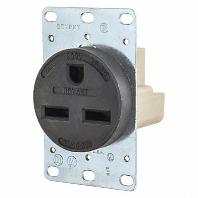 GRAINGER 9630FR Receptacle Black 30A 2.0 HP 2 Poles