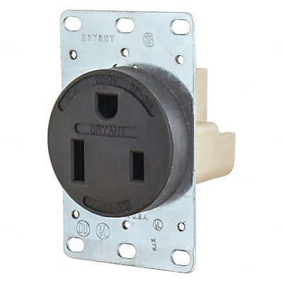 GRAINGER 9650FR Receptacle Black 50A 3.0 HP 2 Poles