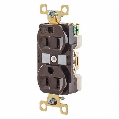 GRAINGER BRY5262 Receptacle Brwn Nylon 0.5 HP 2 Poles