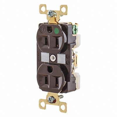 GRAINGER BRY8200 Receptacle Brwn 15A Nylon 0.5 HP 3 Wires