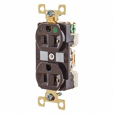 GRAINGER BRY8300 Receptacle Brwn 20A Nylon 1.0 HP 2 Poles