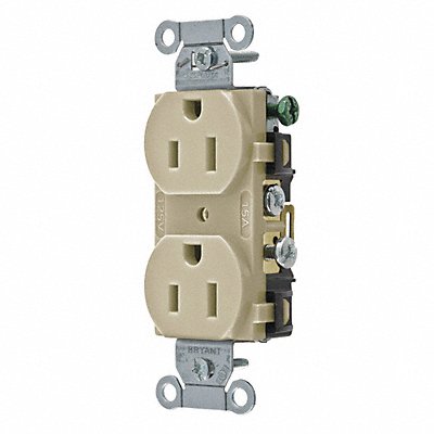 GRAINGER CBRS15I Receptacle Ivory 15A Nylon 2 Poles