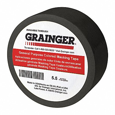 GRAINGER TC602Black Masking Tape 1 W 60 yd L Black PK36
