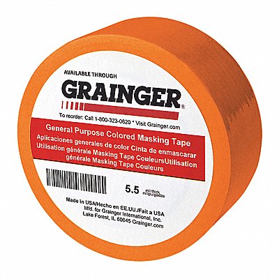 GRAINGER TC602Orange Masking Tape 1/4 W 60 yd L Orange PK144