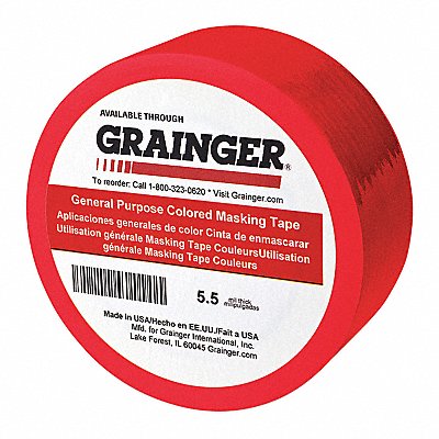 GRAINGER TC602Red Masking Tape 1/4 W 60 yd L Red PK144