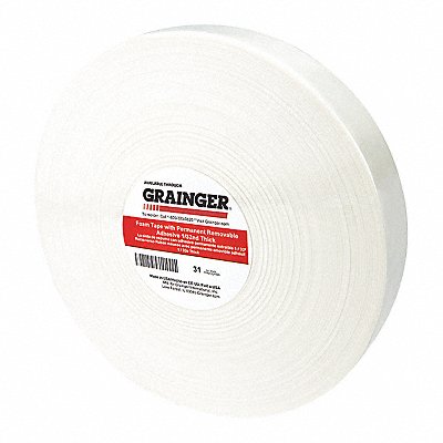 GRAINGER TC0132W Foam Tape 15/32 in x 1/2 in White PK1296