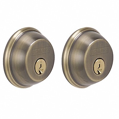 SCHLAGE B62N609 Deadbolt Antique Brass Double Cylinder