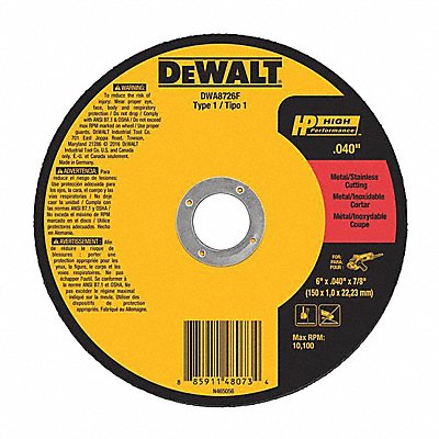 DEWALT DWA8726F Abrasive Cut Off Wheel 7/8 Connect. A60T