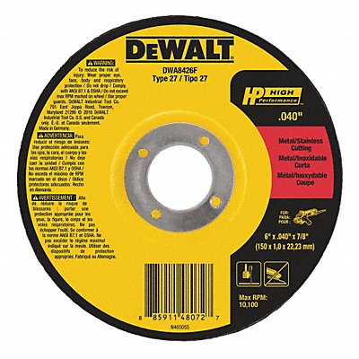 DEWALT DWA8426F Depressed Centre Cut Off Wheel 7/8 CN Unthreaded Hole
