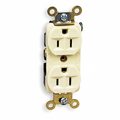 HUBBELL HBL5252I Receptacle Ivory 15 A 2P3W Back Side 1PK
