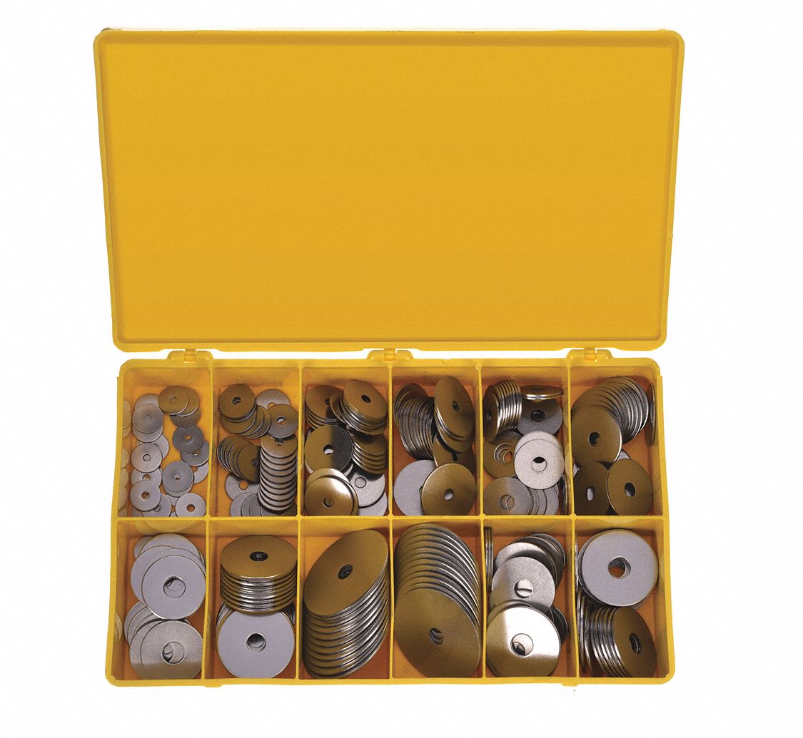 GRAINGER Z0490316 Wshr Assrt Plain Stainless Steel 318PK