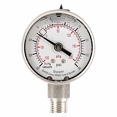 GRAINGER 4CFF5 D1359 Compound Gauge Liquid Filled 2 In
