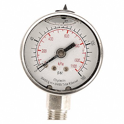 GRAINGER 4CFF9 D1359 Pressure Gauge Liquid Filled 2 In