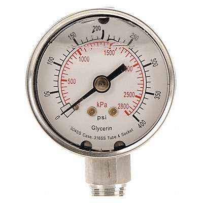 GRAINGER 4CFG3 D1359 Pressure Gauge Liquid Filled 2 In