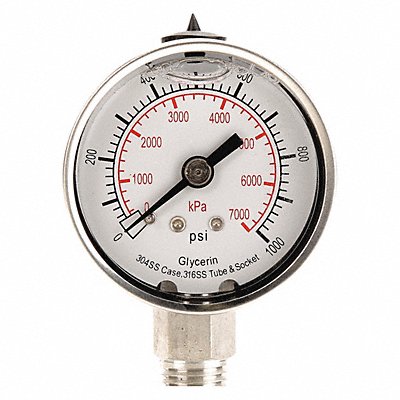 GRAINGER 4CFG5 D1359 Pressure Gauge Liquid Filled 2 In
