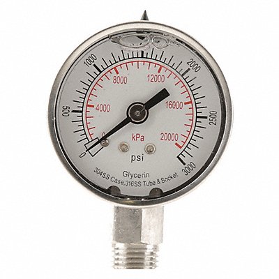 GRAINGER 4CFG7 D1359 Pressure Gauge Liquid Filled 2 In