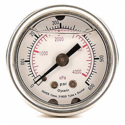 GRAINGER 4CFN1 D1356 Pressure Gauge Liquid Filled 1-1/2 In