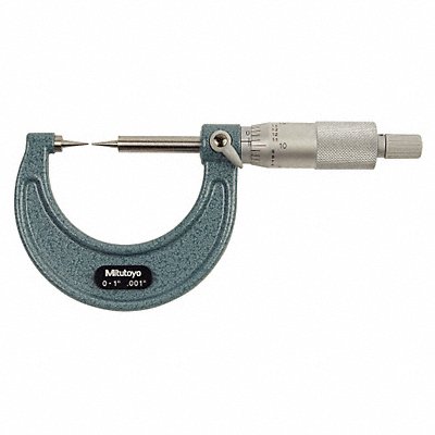 MITUTOYO 112177 Point Micrometer 0-1 In 15 Deg Steel