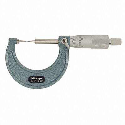 MITUTOYO 112189 Point Micrometer 0-1 In 15 Deg Carbide