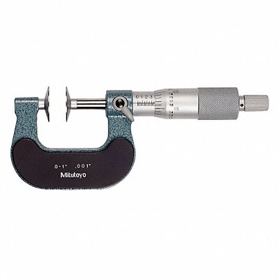 MITUTOYO 123125 Disk Micrometer 0-1 In 0.001 In Ratchet