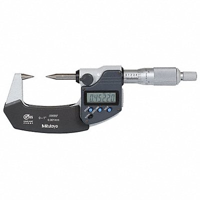 MITUTOYO 34236130 Point Micrometer Digital 0-1 In 30 Deg