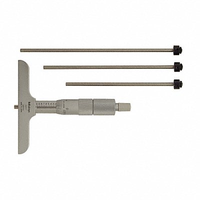 MITUTOYO 129131 Depth Micrometer 0-4 In 4 In Base 4 Rods