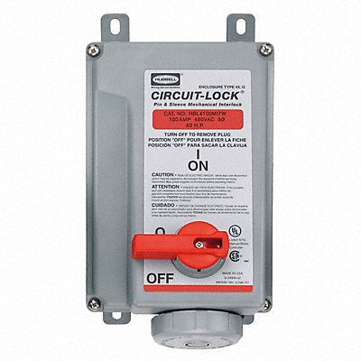 HUBBELL HBL4100MI7W WTMechanical Interlock Device 3P4W 100 A 480V AC 50hp