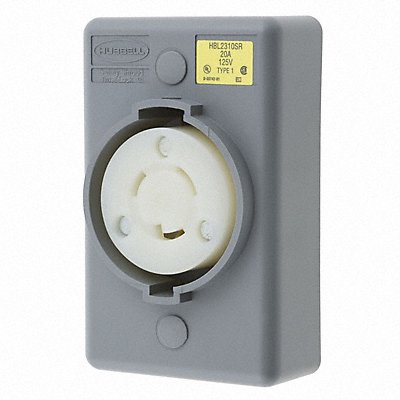 HUBBELL HBL2310SR Lck Recept 20 A Grey Valox L5-20R 1Gng