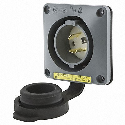 HUBBELL HBL2315SW WT Flg LckInl 20 A Grey L5-20P PBT
