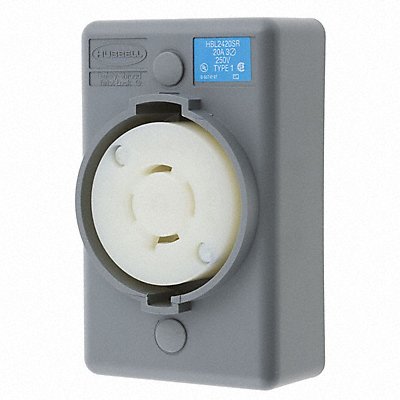 HUBBELL HBL2420SR Lck Recept 20 A Grey Valox L15-20R 1Gng