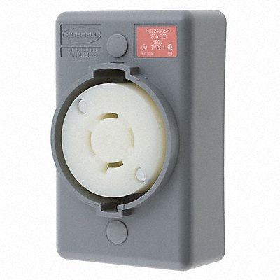 HUBBELL HBL2430SR Lck Recept 20 A Grey Valox L16-20R 1Gng