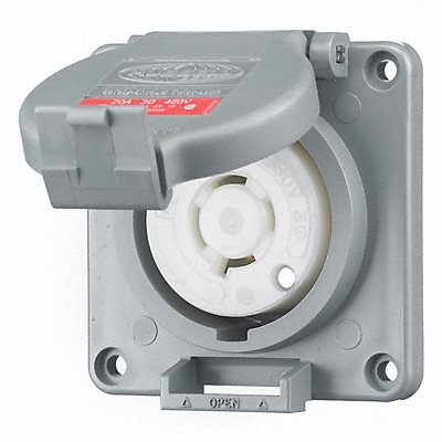 HUBBELL HBL2430SW WT Lck Recpt 20 A Gry Valox L16-20R 1Gng