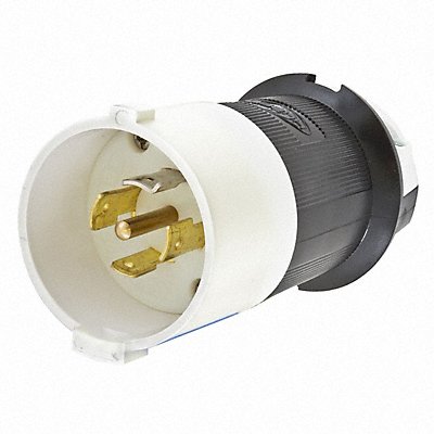 HUBBELL HBL2511S Locking Plug Strt 20 A Blk White Nylon 5Blds