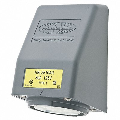 HUBBELL HBL2610AR Angl Lck Recpt 30 A Gry Vlx L5-30R 1Gng