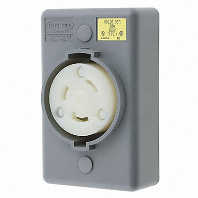 HUBBELL HBL2610SR Lck Recept 30 A Grey Valox L5-30R 1Gng