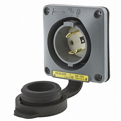 HUBBELL HBL2615SW WT Flg LckInl 30 A Grey L5-30P PBT