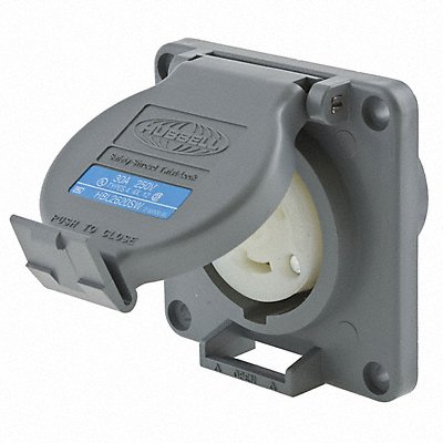 HUBBELL HBL2620SW WT Lck Recpt 30 A Grey Valox L6-30R 1Gng