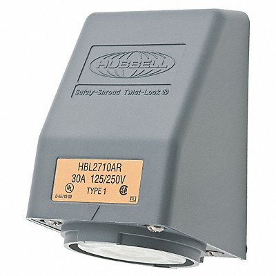 HUBBELL HBL2710AR Angl Lck Recpt 30 A Gry Vlx L14-30R 1Gng