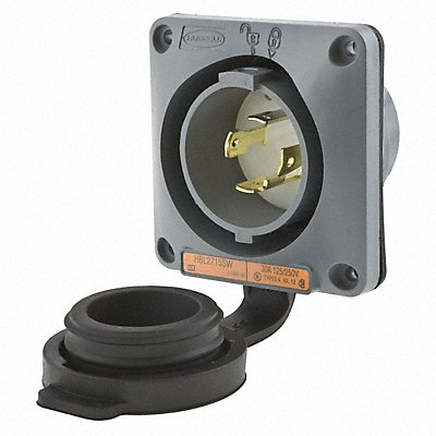 HUBBELL HBL2715SW WT Flg LckInl 30 A Grey L14-30P