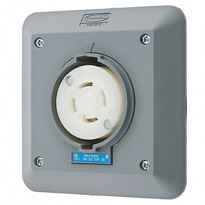 HUBBELL HBL2720SR2 Lck Recept 30 A Grey Valox L15-30R 2Gng
