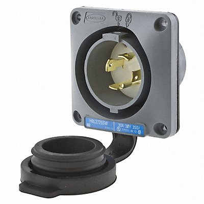 HUBBELL HBL2725SW WT Flg LckInl 30 A Grey L15-30P