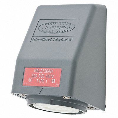 HUBBELL HBL2730AR Angl Lck Recpt 30 A Gry Vlx L16-30R 1Gng