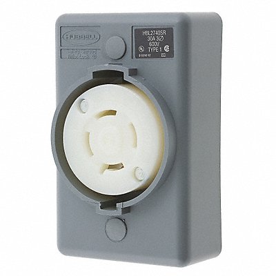 HUBBELL HBL2740SR Lck Recept 30 A Grey Valox L17-30R 1Gng