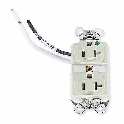 HUBBELL HBL8300SGIA Receptacle Ivory 20 A 2P3W Back Side 1PK