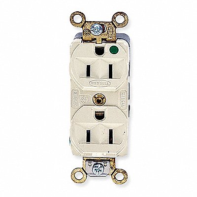 HUBBELL HBL8200HI Receptacle Ivory 15 A 2P3W Back Side 1PK