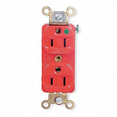 HUBBELL HBL8200HRED Receptacle Red 15 A 2P3W Back Side 1PK