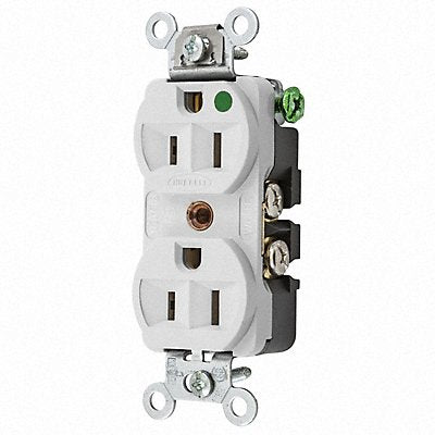 HUBBELL HBL8200HW Receptacle Duplex 15A 5-15R 125V White